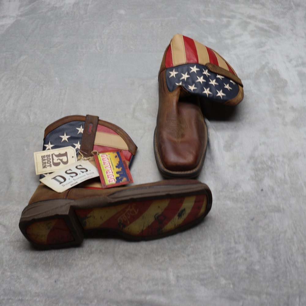 Durango Mens 15D 12" Western Boots Brown Leather Union Flag Work $150 NEW DB5554